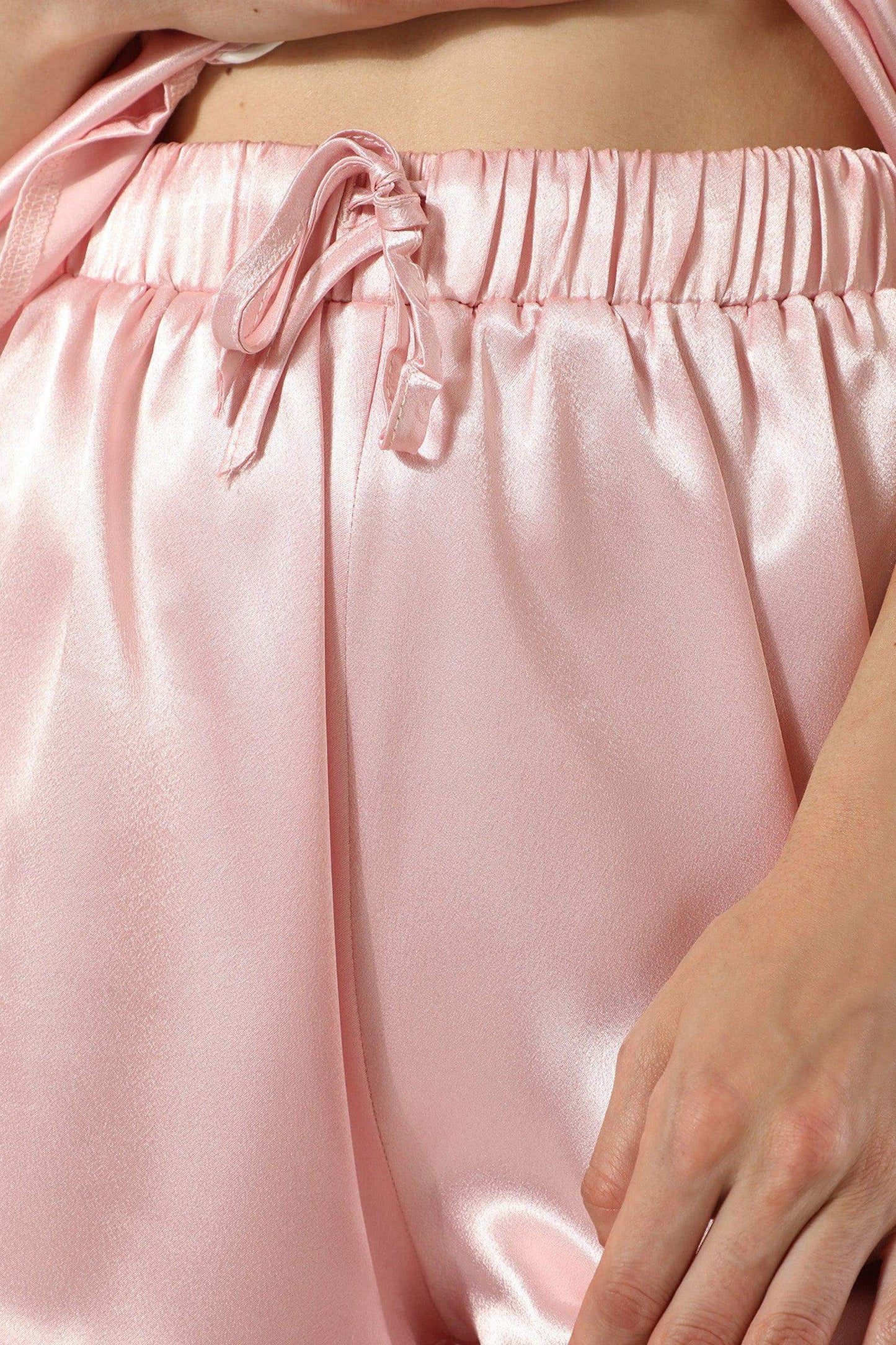 Pink Satin Short Pyjama Set - Carina - ÙƒØ§Ø±ÙŠÙ†Ø§