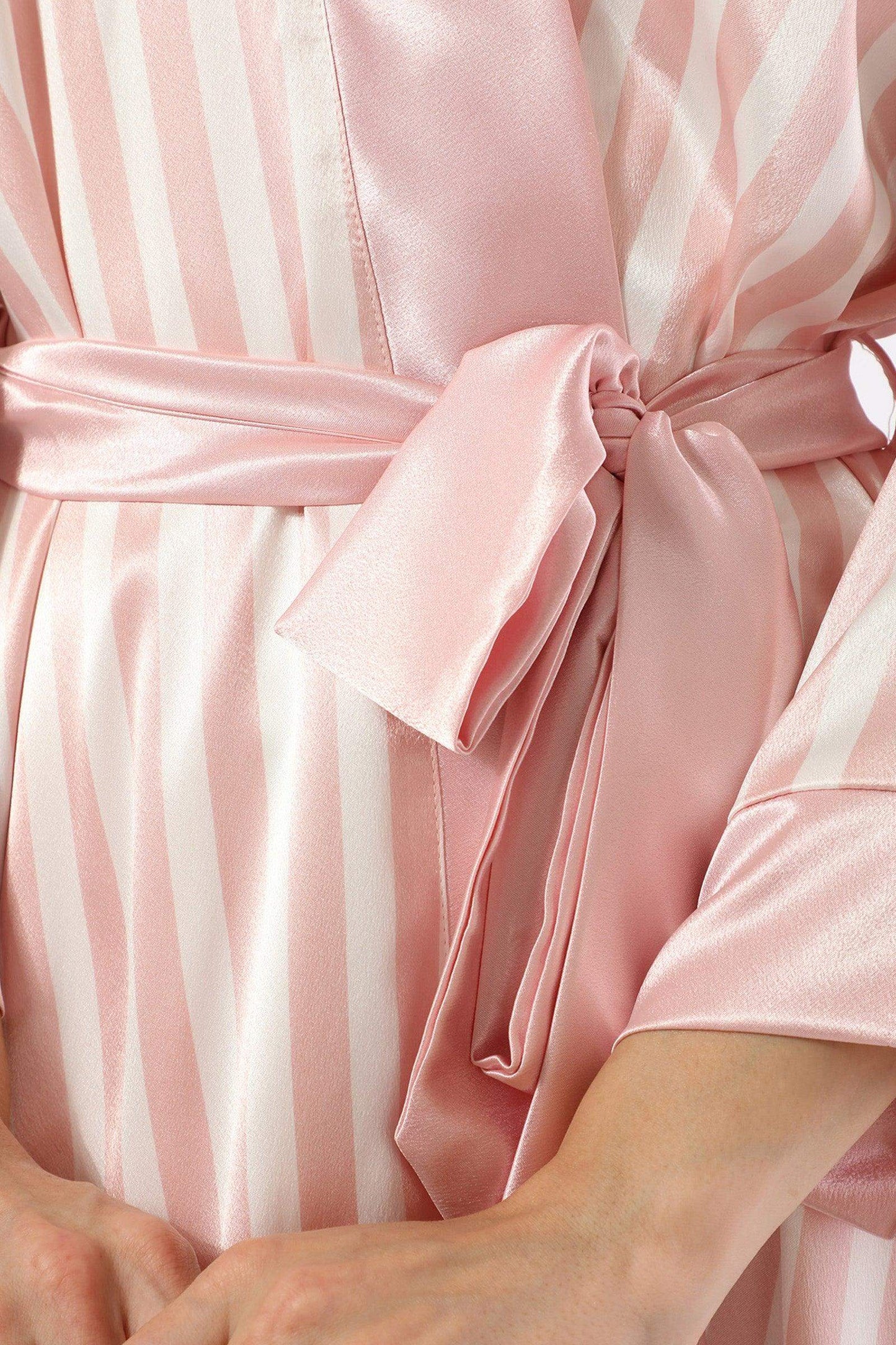 Pink/White Striped Satin Robe - Carina - ÙƒØ§Ø±ÙŠÙ†Ø§