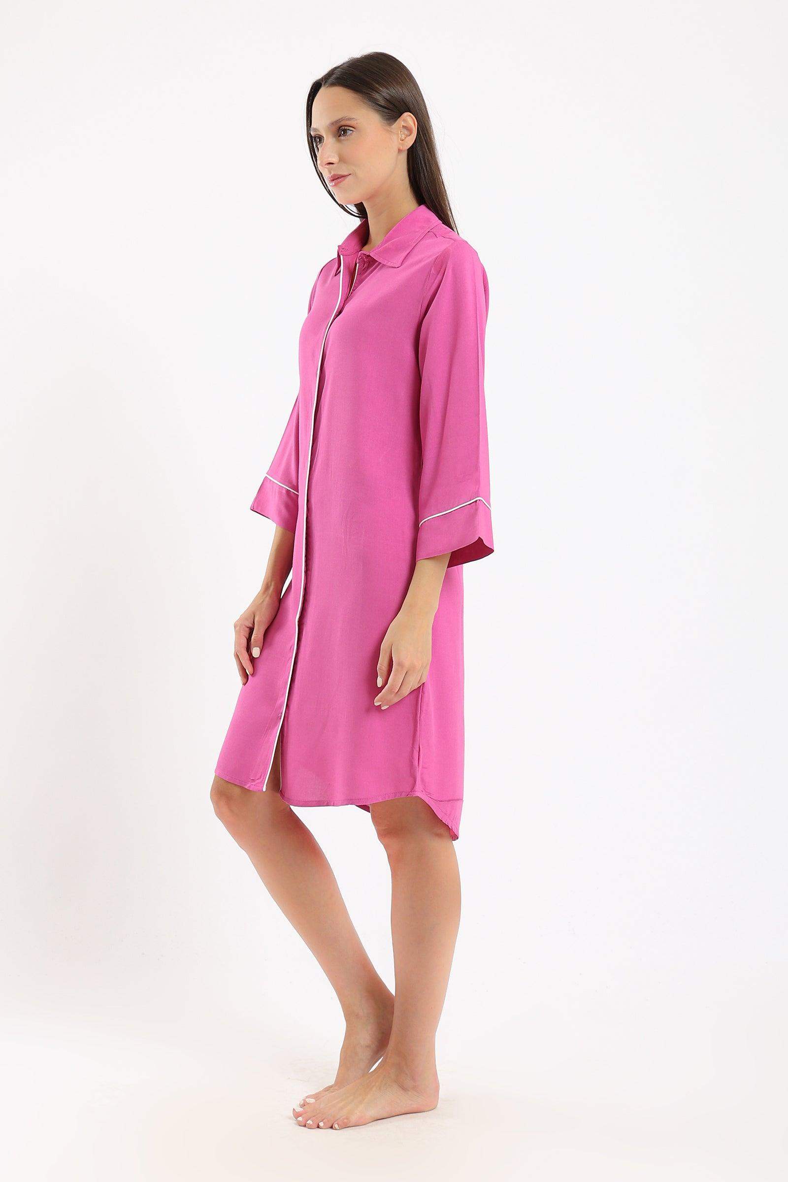 Piping Long Sleeves Nightshirt - Carina - ÙƒØ§Ø±ÙŠÙ†Ø§