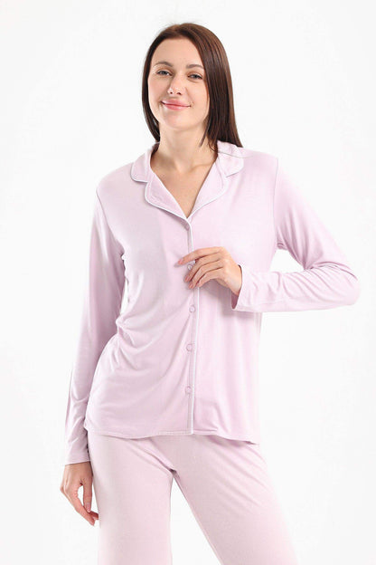 Piping Notch Collar Pyjama Set - Carina - ÙƒØ§Ø±ÙŠÙ†Ø§