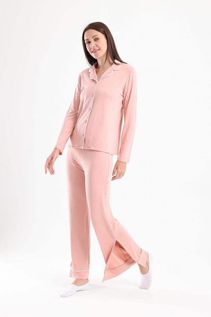 Piping Notch Collar Pyjama Set - Carina - ÙƒØ§Ø±ÙŠÙ†Ø§