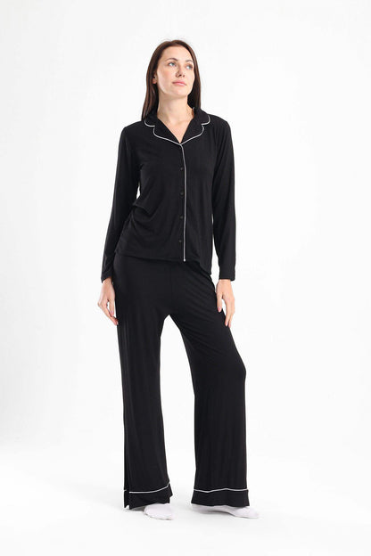 Piping Notch Collar Pyjama Set - Carina - ÙƒØ§Ø±ÙŠÙ†Ø§