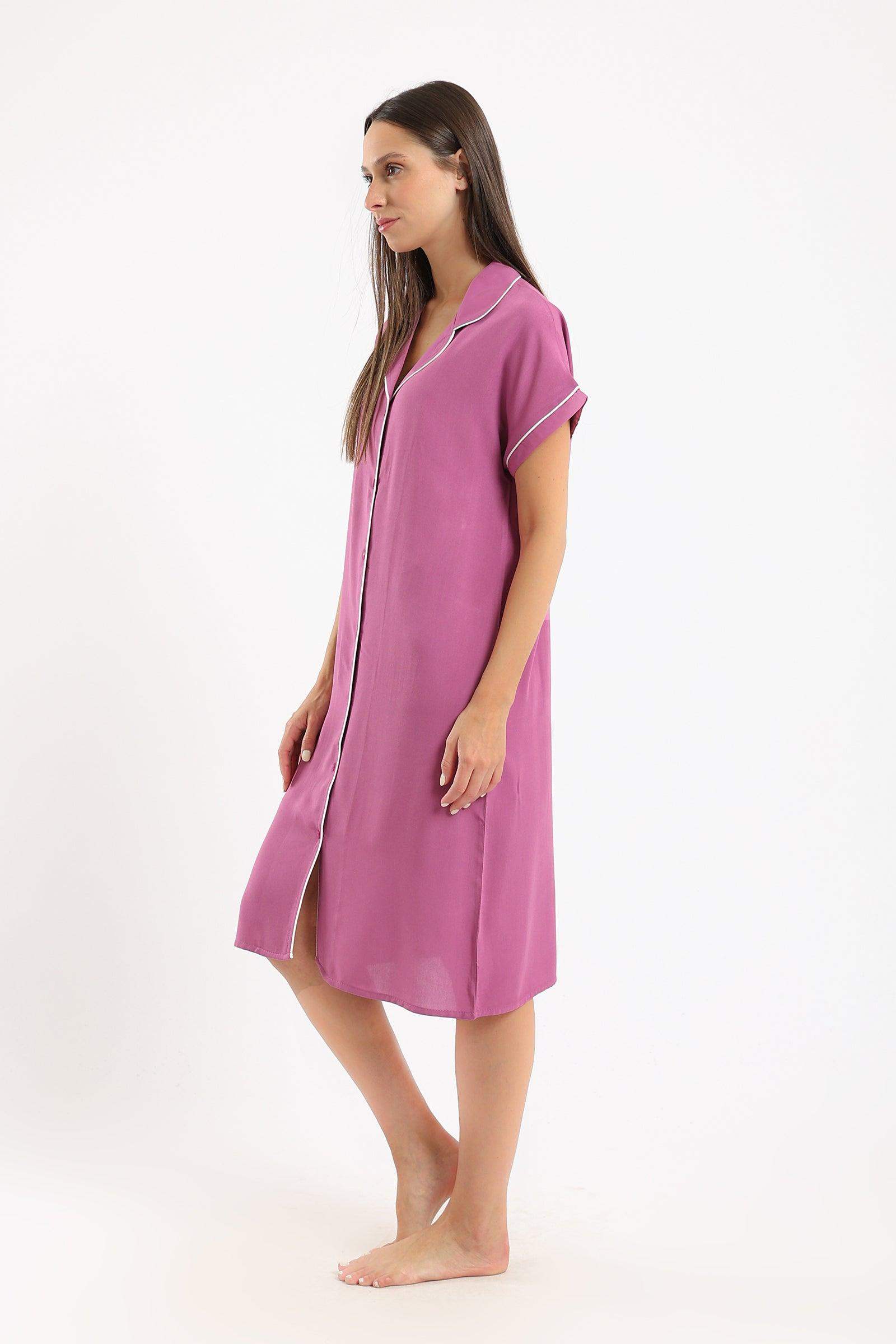 Piping Short Sleeves Nightgown - Carina - ÙƒØ§Ø±ÙŠÙ†Ø§