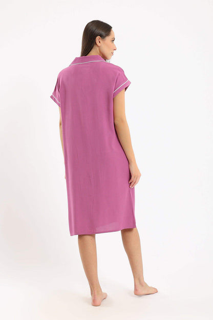 Piping Short Sleeves Nightgown - Carina - ÙƒØ§Ø±ÙŠÙ†Ø§