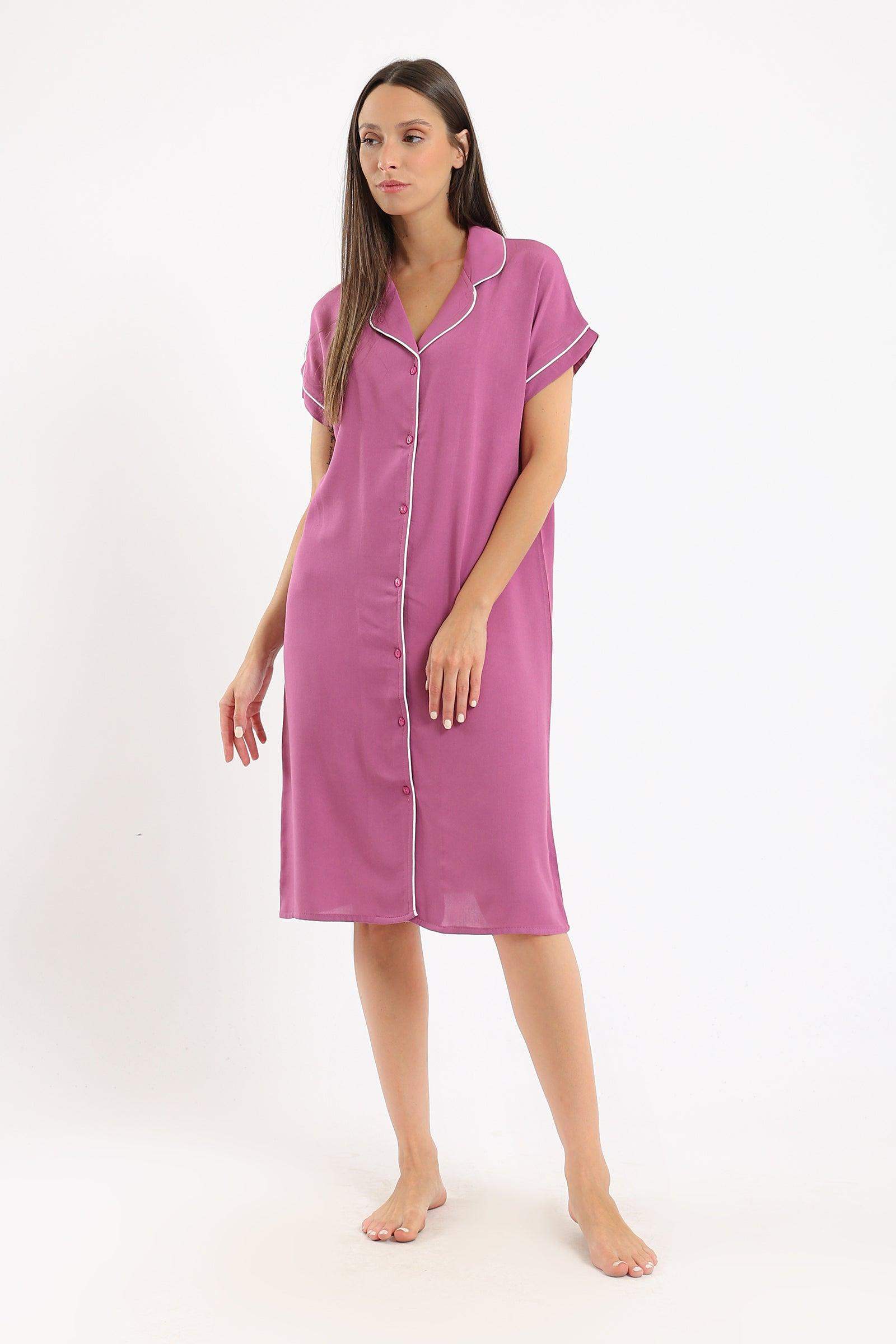 Piping Short Sleeves Nightgown - Carina - ÙƒØ§Ø±ÙŠÙ†Ø§