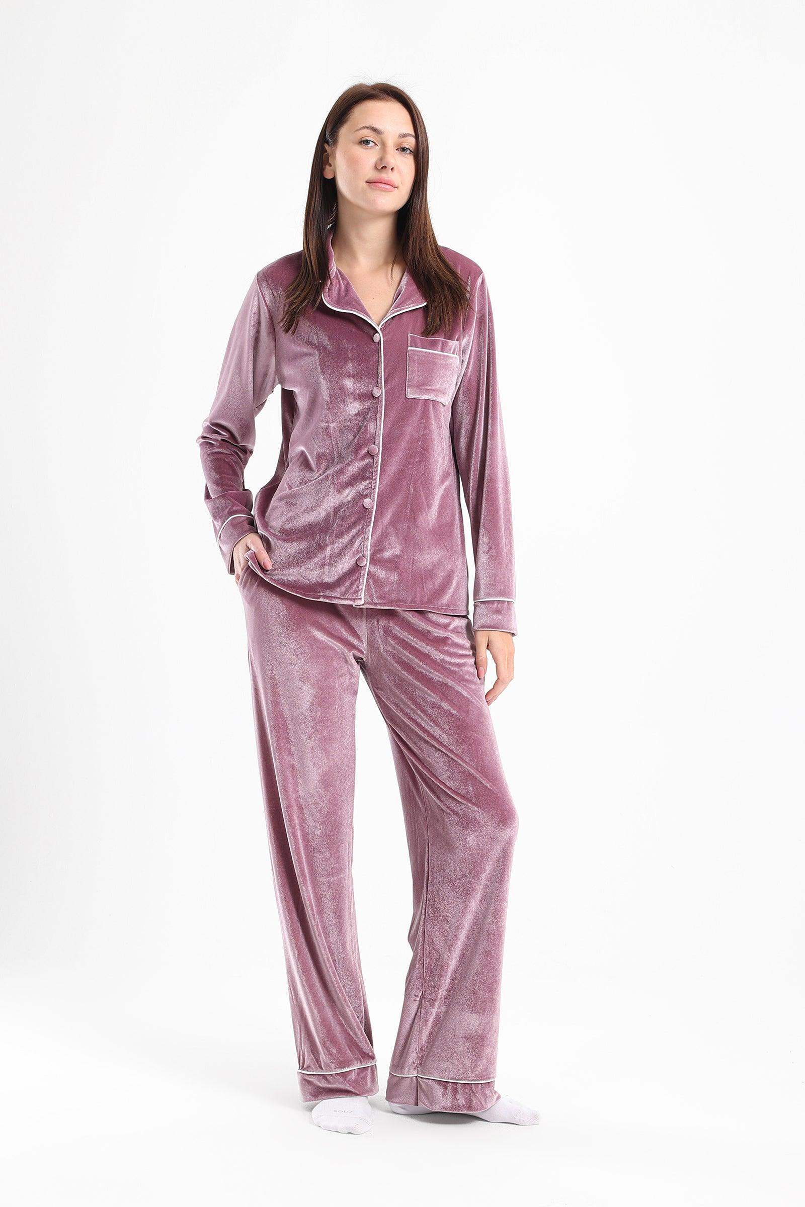 Piping Velvet Pyjama Set - Carina - ÙƒØ§Ø±ÙŠÙ†Ø§