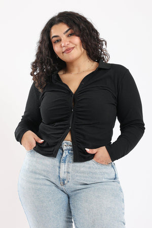 Plain Front Ruffled Shirt - Clue Wear