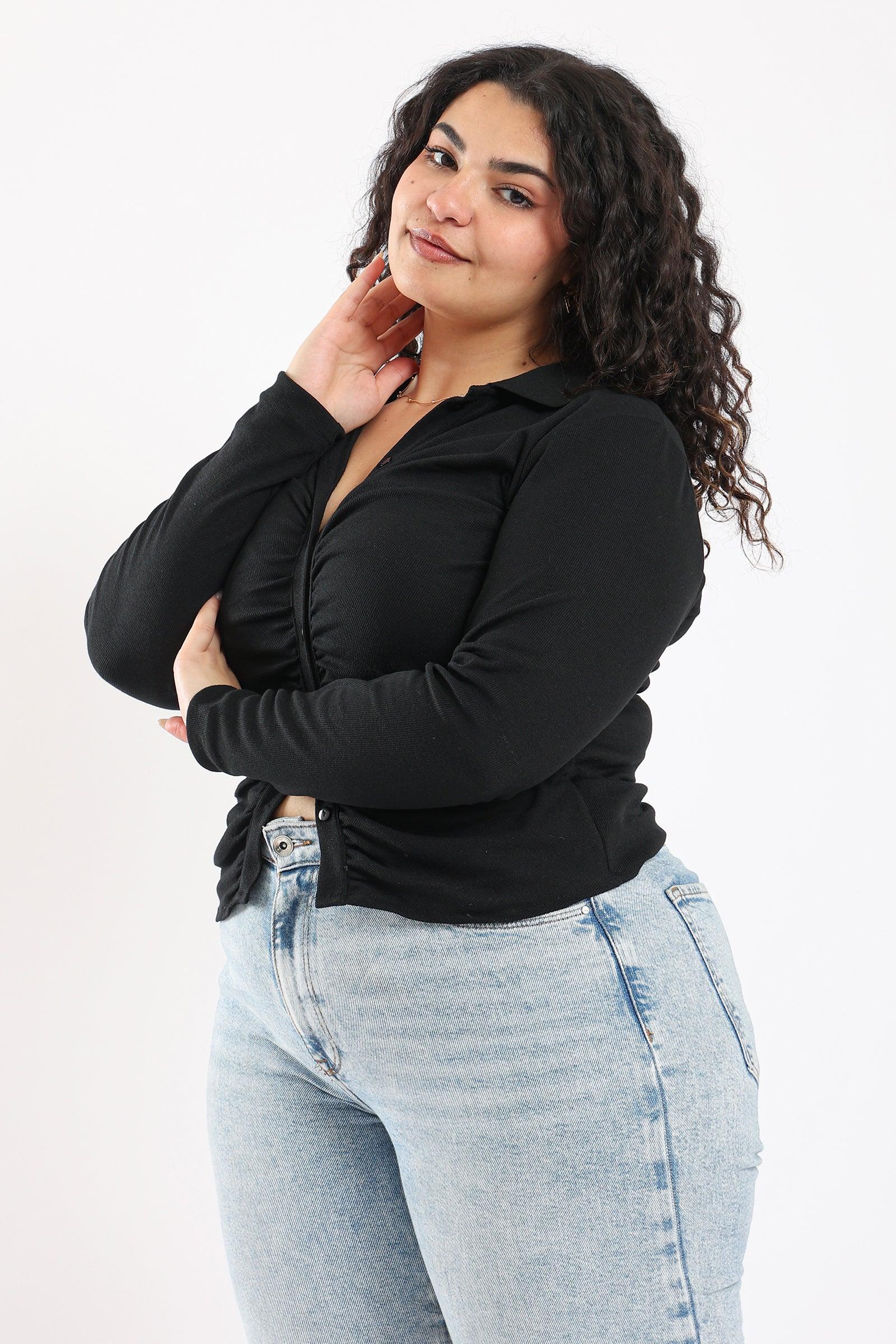 Plain Front Ruffled Shirt - Clue Wear