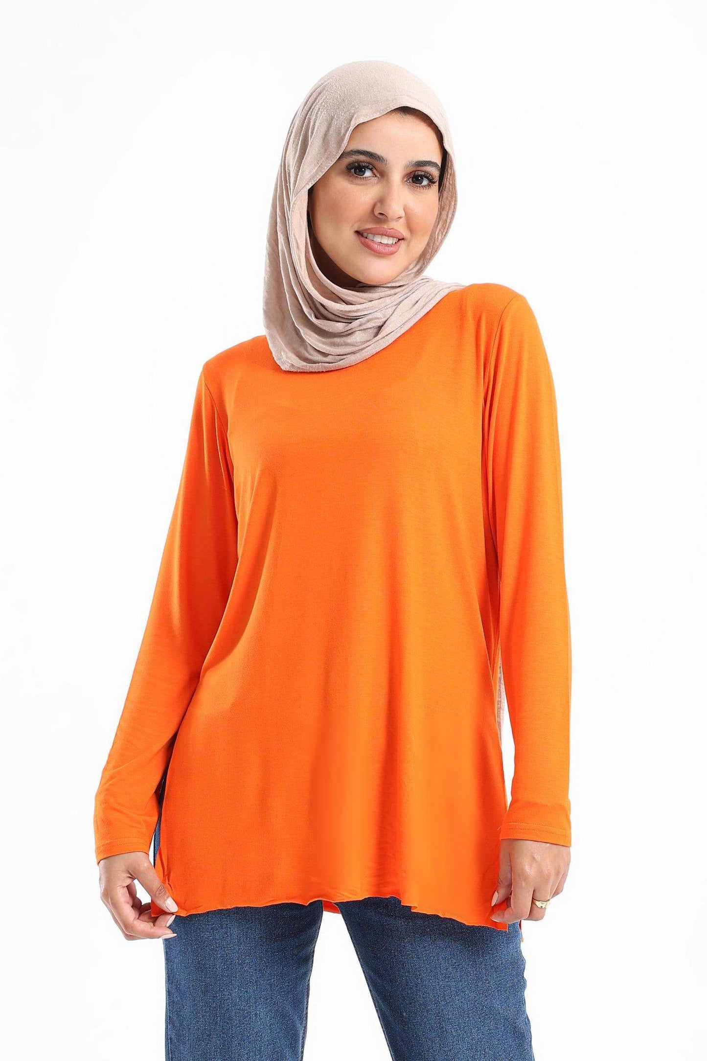 Plain Long Sleeves T-Shirt - Carina - ÙƒØ§Ø±ÙŠÙ†Ø§