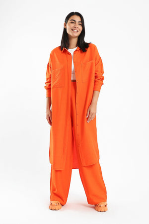 Plain Shirt Dress with Pockets - Clue Wear