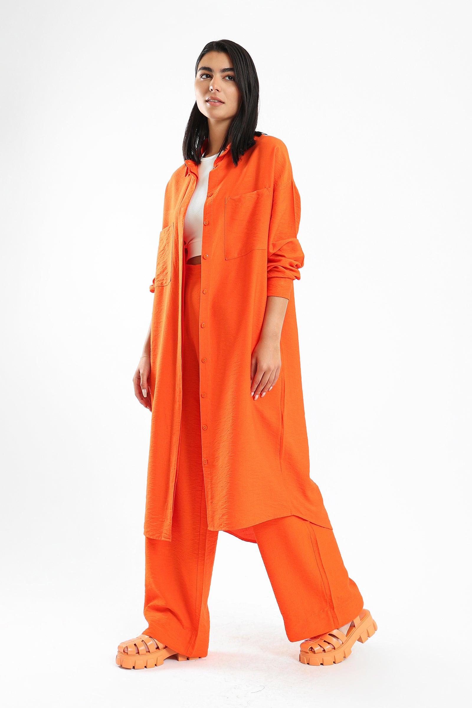 Plain Shirt Dress with Pockets - Clue Wear
