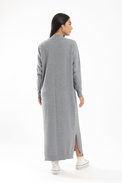 Plain Soft Wool Dress - Grey