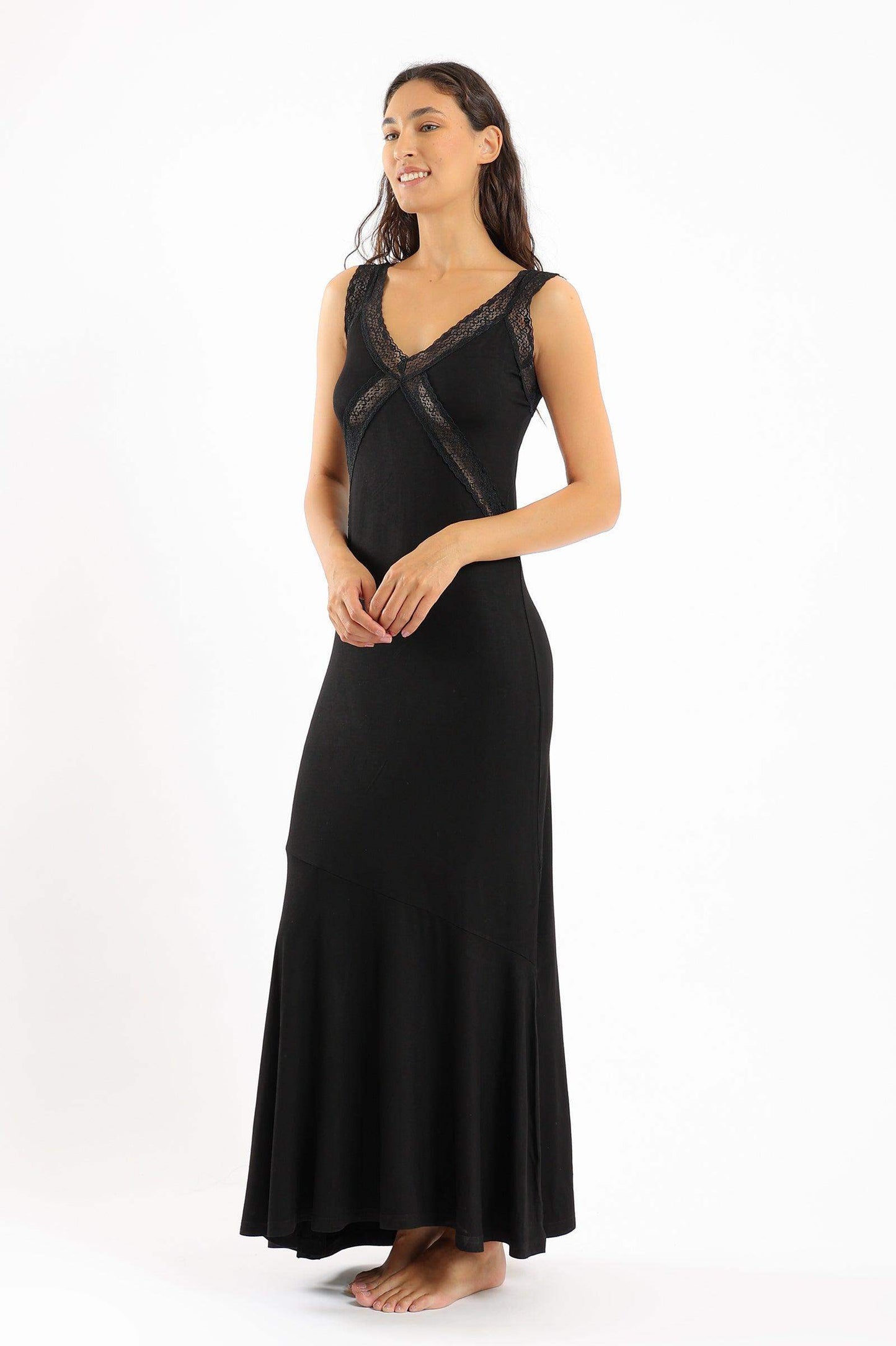 Pleated Maxi Nightgown - Carina - ÙƒØ§Ø±ÙŠÙ†Ø§