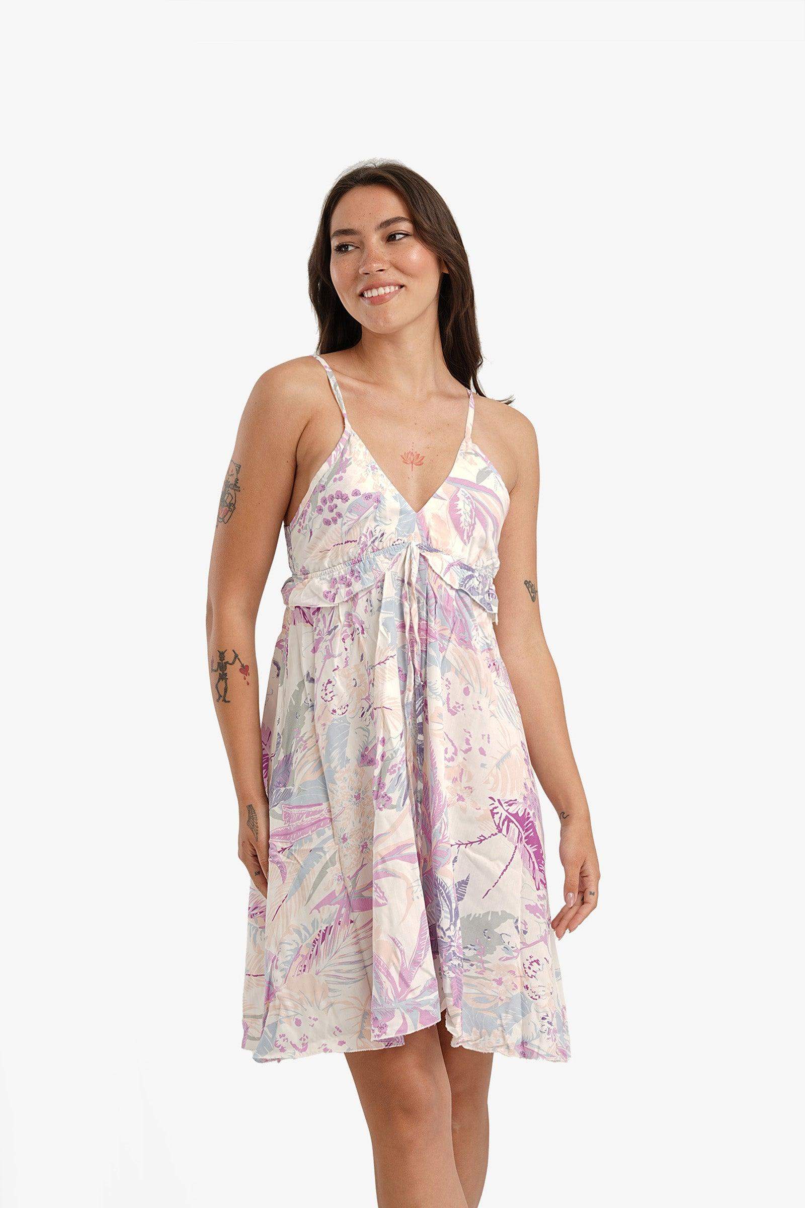 Plunge V-Neck Printed Nightgown - Carina - ÙƒØ§Ø±ÙŠÙ†Ø§