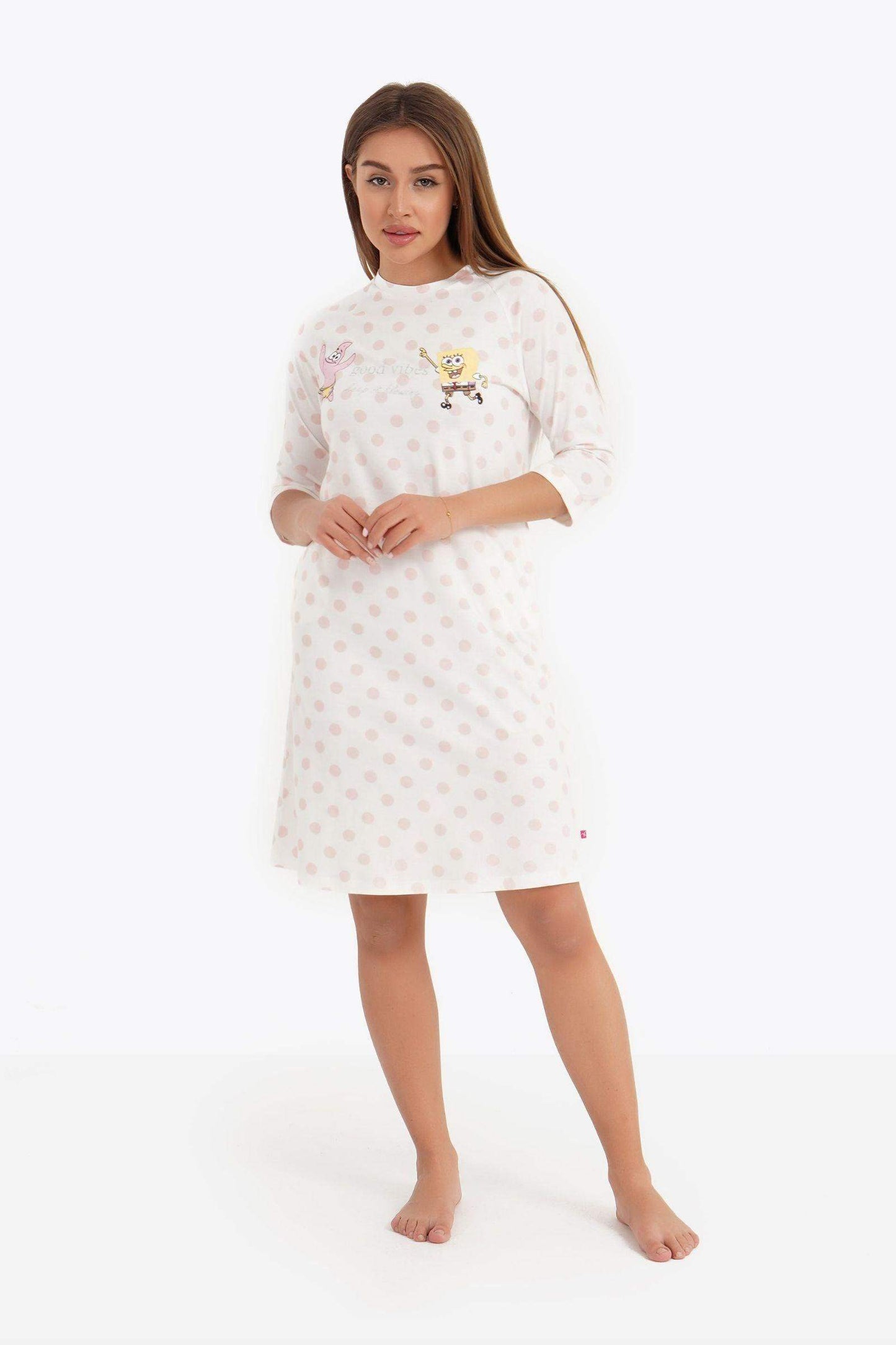 Polka Dots Printed Nightgown - Carina - ÙƒØ§Ø±ÙŠÙ†Ø§