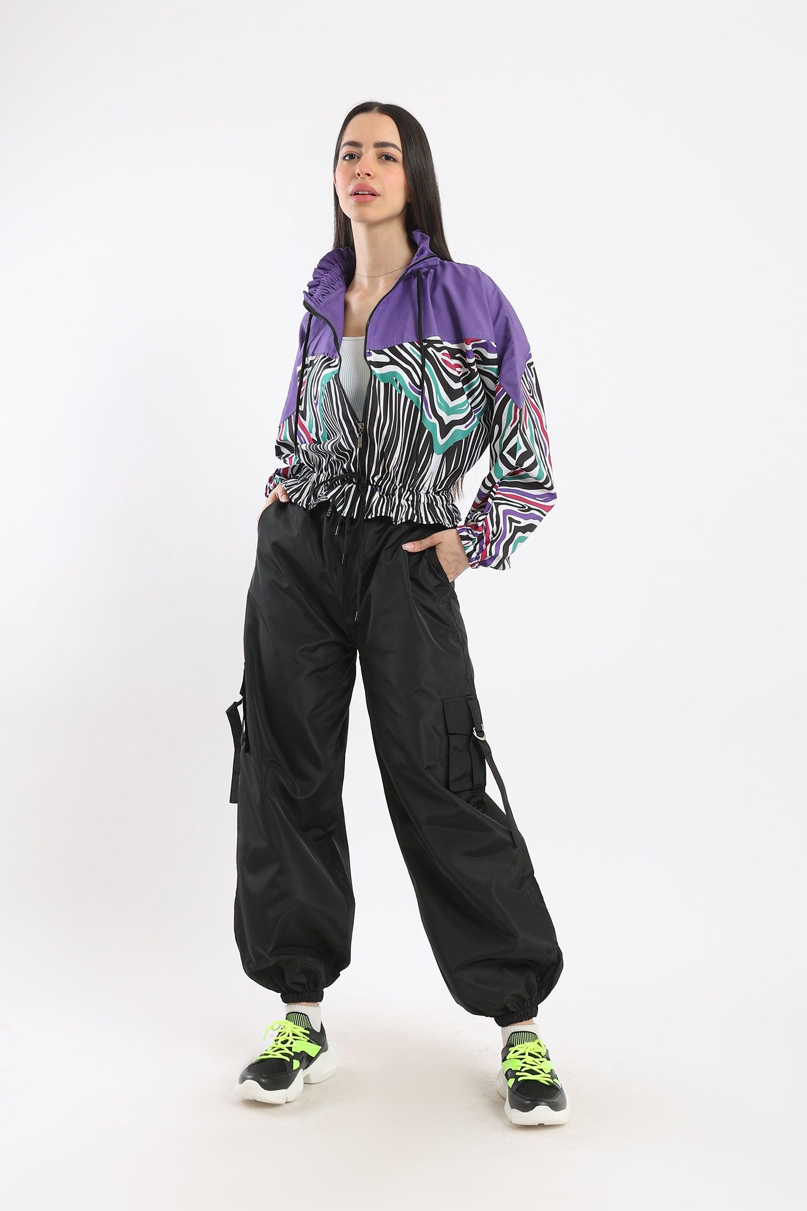 Polyester Printed Peplum Jacket - Clue Wear