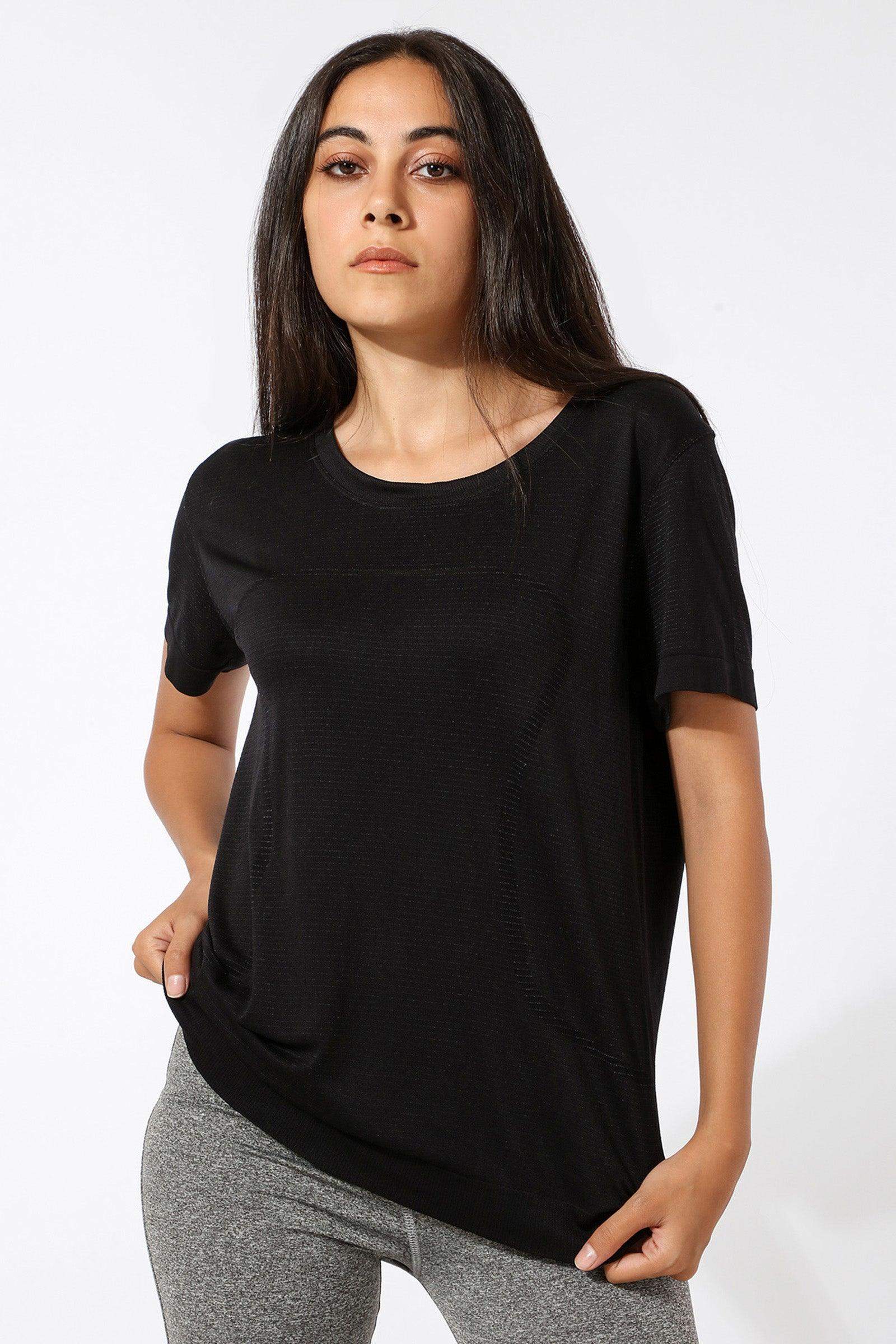 Polyester Self Pattern T-shirt - Carina - ÙƒØ§Ø±ÙŠÙ†Ø§