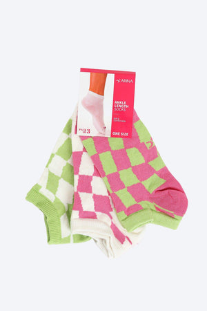 Printed Ankle Length Socks - 3 Pairs - Carina - ÙƒØ§Ø±ÙŠÙ†Ø§