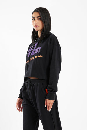 Printed Cropped Sweatshirt - Clue Wear