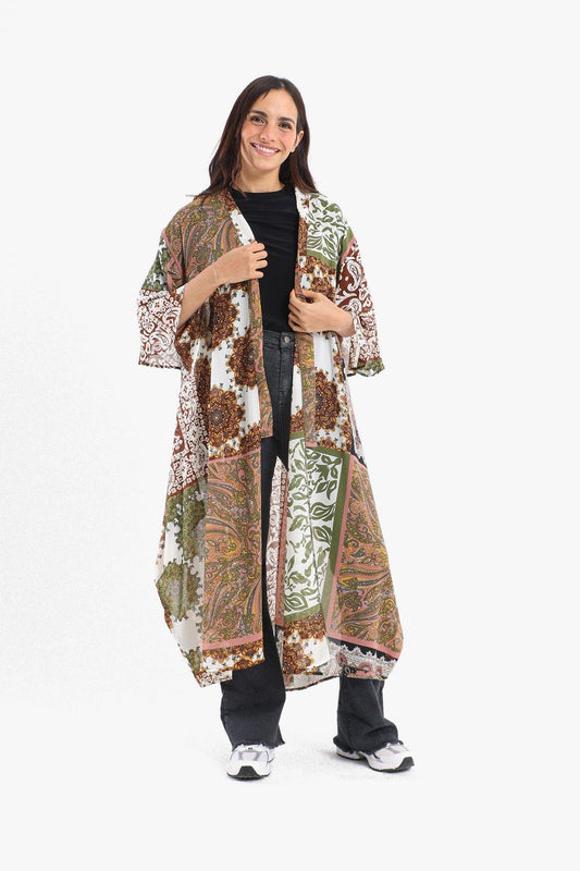 Printed Flowy Kimono - Carina - ÙƒØ§Ø±ÙŠÙ†Ø§