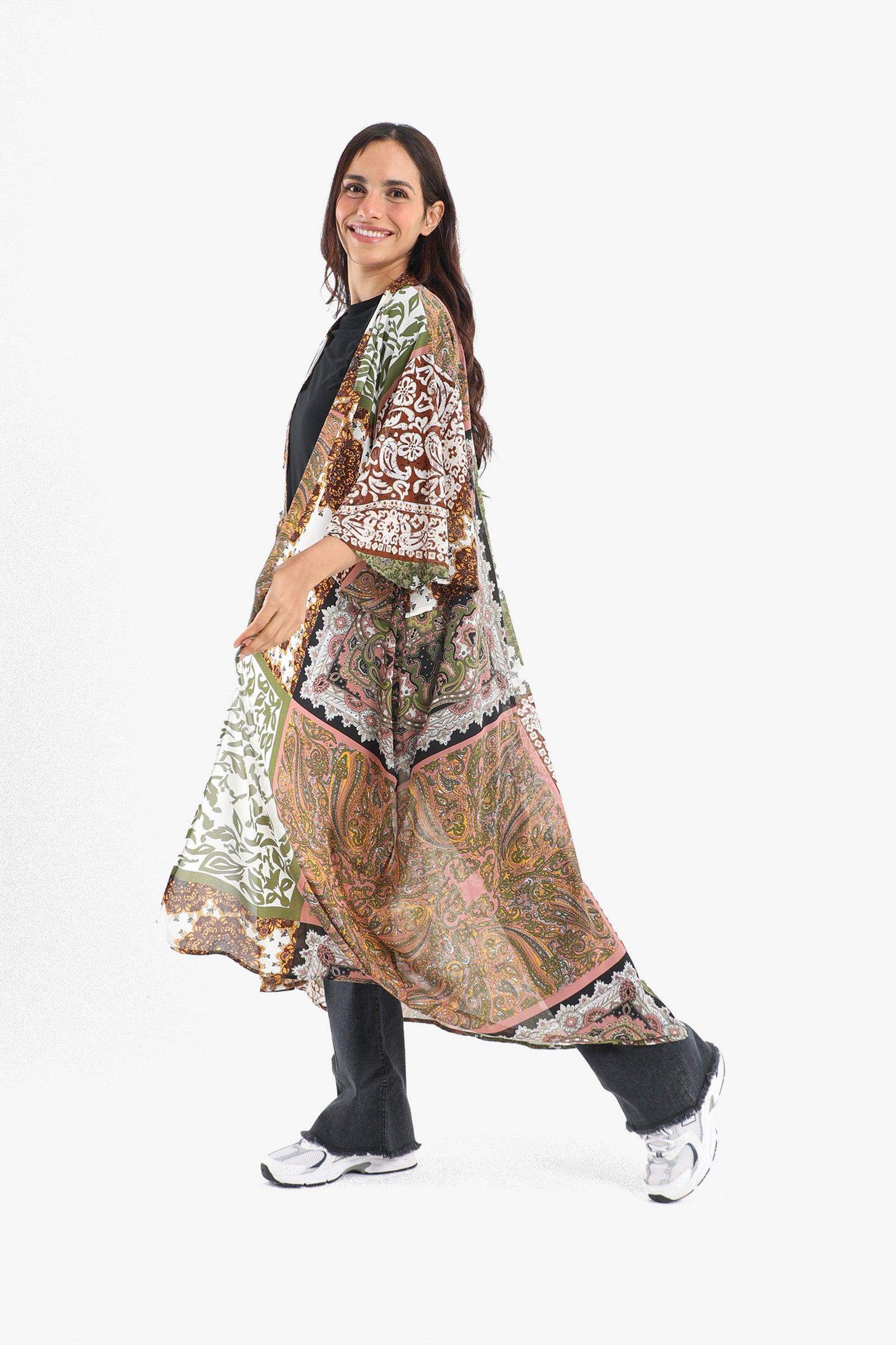 Printed Flowy Kimono - Carina - ÙƒØ§Ø±ÙŠÙ†Ø§