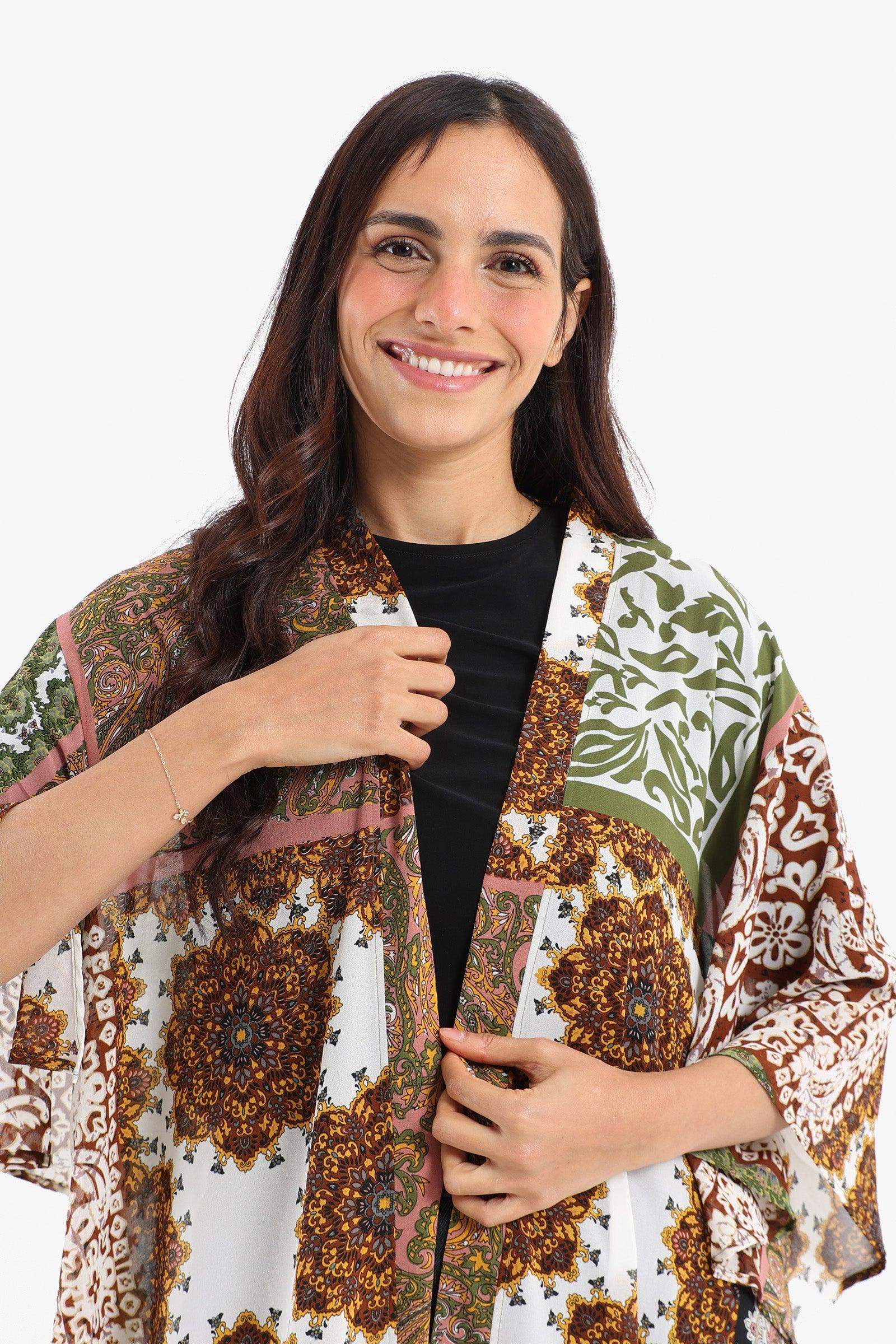 Printed Flowy Kimono - Carina - ÙƒØ§Ø±ÙŠÙ†Ø§