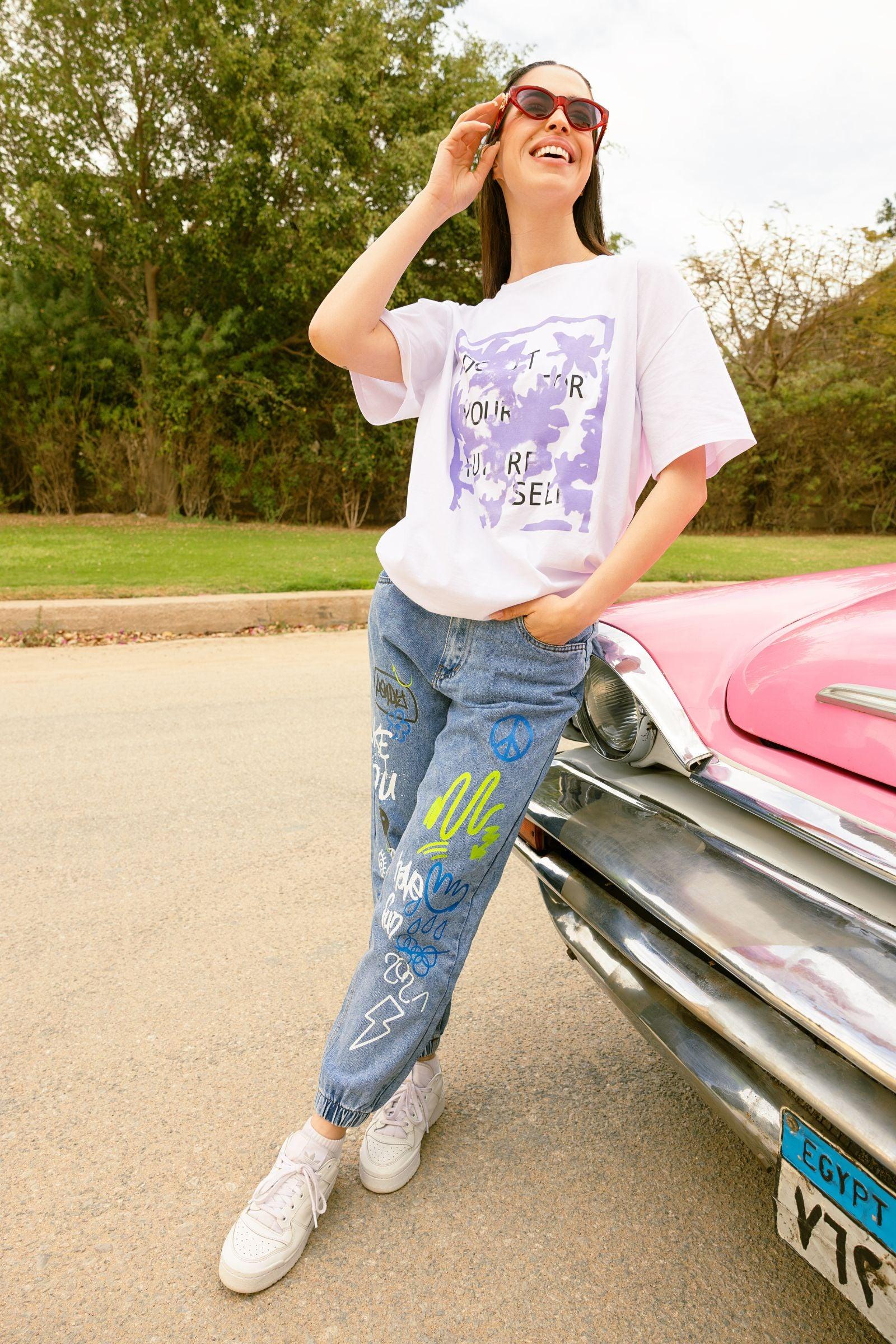 Printed Joggers Jeans - Clue Wear