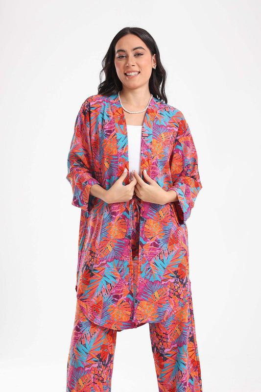 Printed Kimono with Round Hem - Carina - ÙƒØ§Ø±ÙŠÙ†Ø§