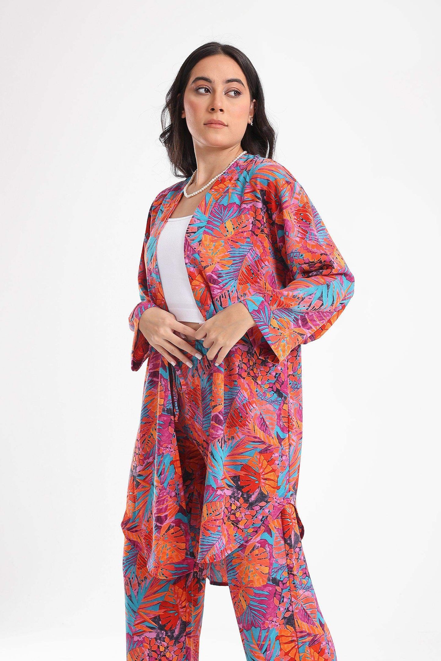 Printed Kimono with Round Hem - Carina - ÙƒØ§Ø±ÙŠÙ†Ø§