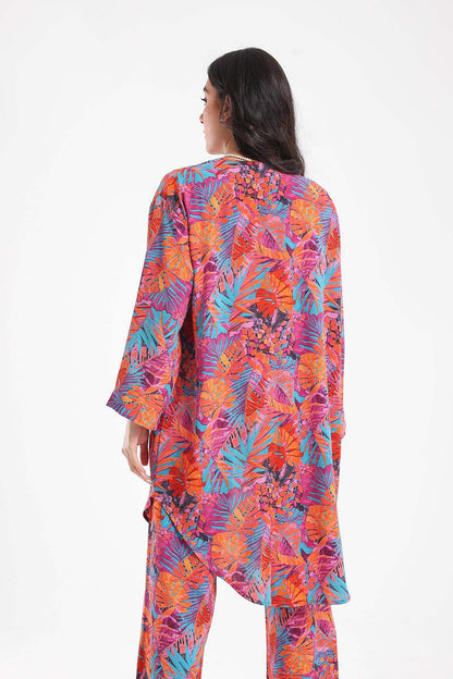 Printed Kimono with Round Hem - Carina - ÙƒØ§Ø±ÙŠÙ†Ø§