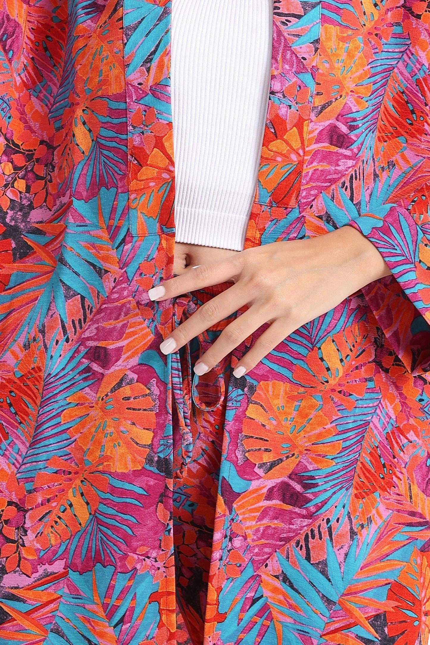 Printed Kimono with Round Hem - Carina - ÙƒØ§Ø±ÙŠÙ†Ø§