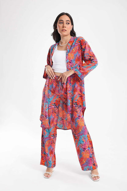 Printed Kimono with Round Hem - Carina - ÙƒØ§Ø±ÙŠÙ†Ø§