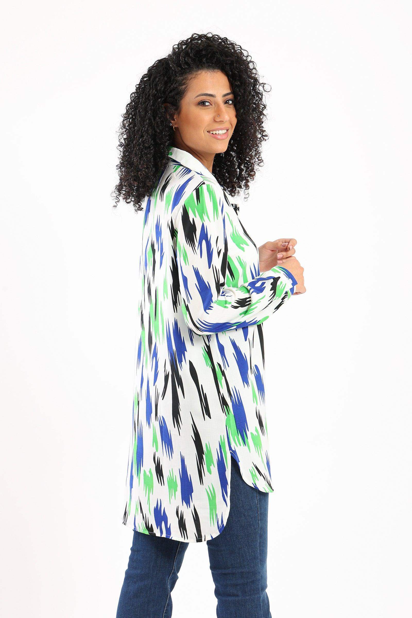 Printed Long Shirt - Carina - ÙƒØ§Ø±ÙŠÙ†Ø§