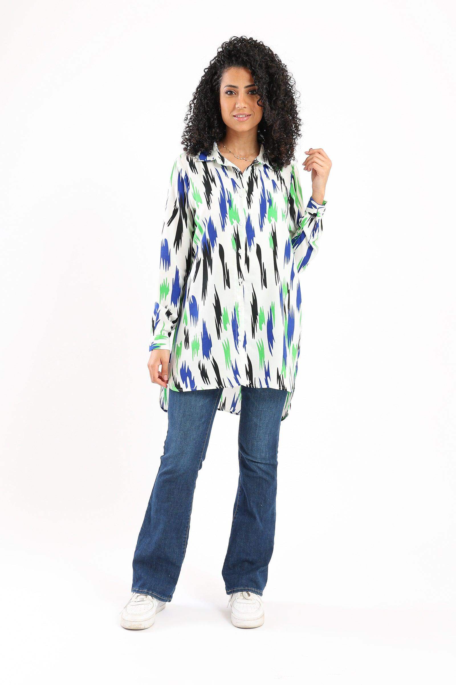 Printed Long Shirt - Carina - ÙƒØ§Ø±ÙŠÙ†Ø§