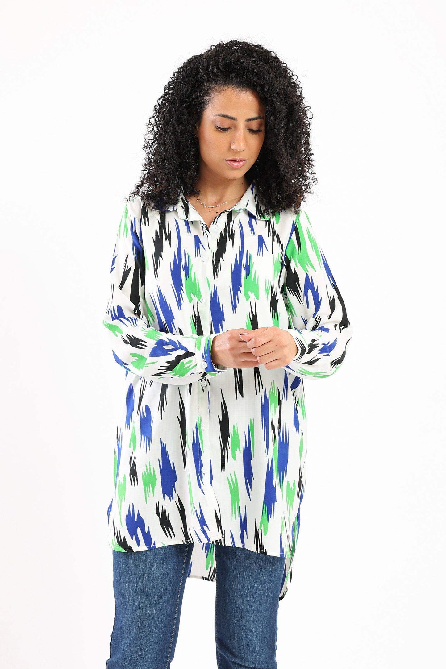 Printed Long Shirt - Carina - ÙƒØ§Ø±ÙŠÙ†Ø§