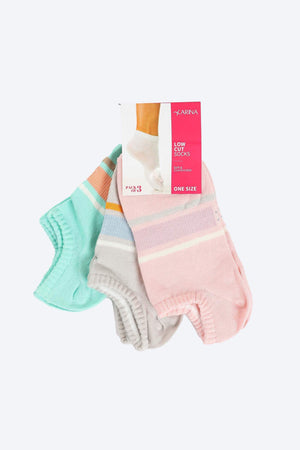 Printed Low Cut Socks - 3 Pairs - Carina - ÙƒØ§Ø±ÙŠÙ†Ø§