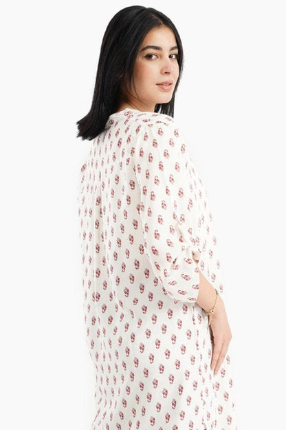 Printed Nightgown with Round Hem - Carina - ÙƒØ§Ø±ÙŠÙ†Ø§