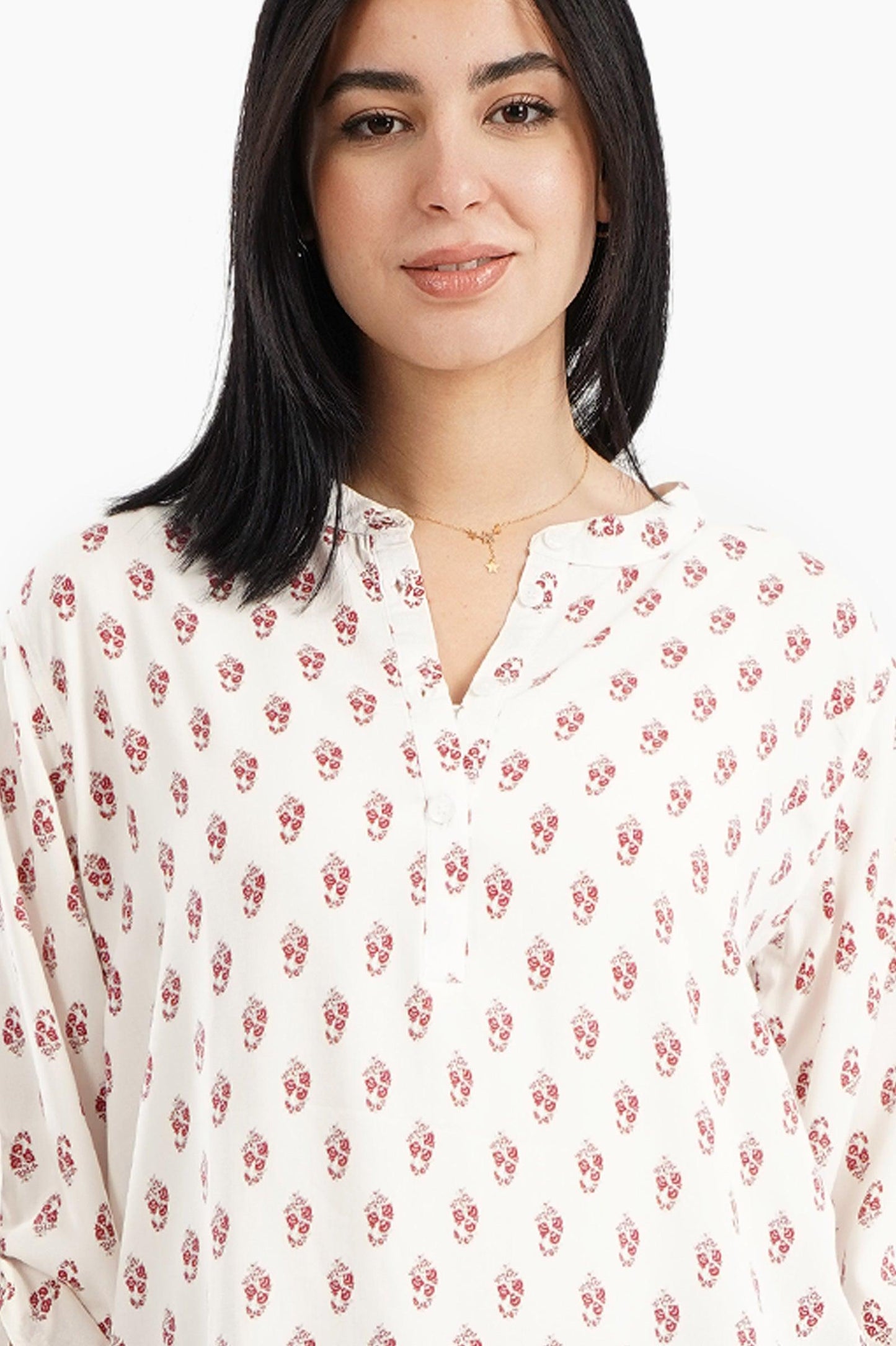 Printed Nightgown with Round Hem - Carina - ÙƒØ§Ø±ÙŠÙ†Ø§