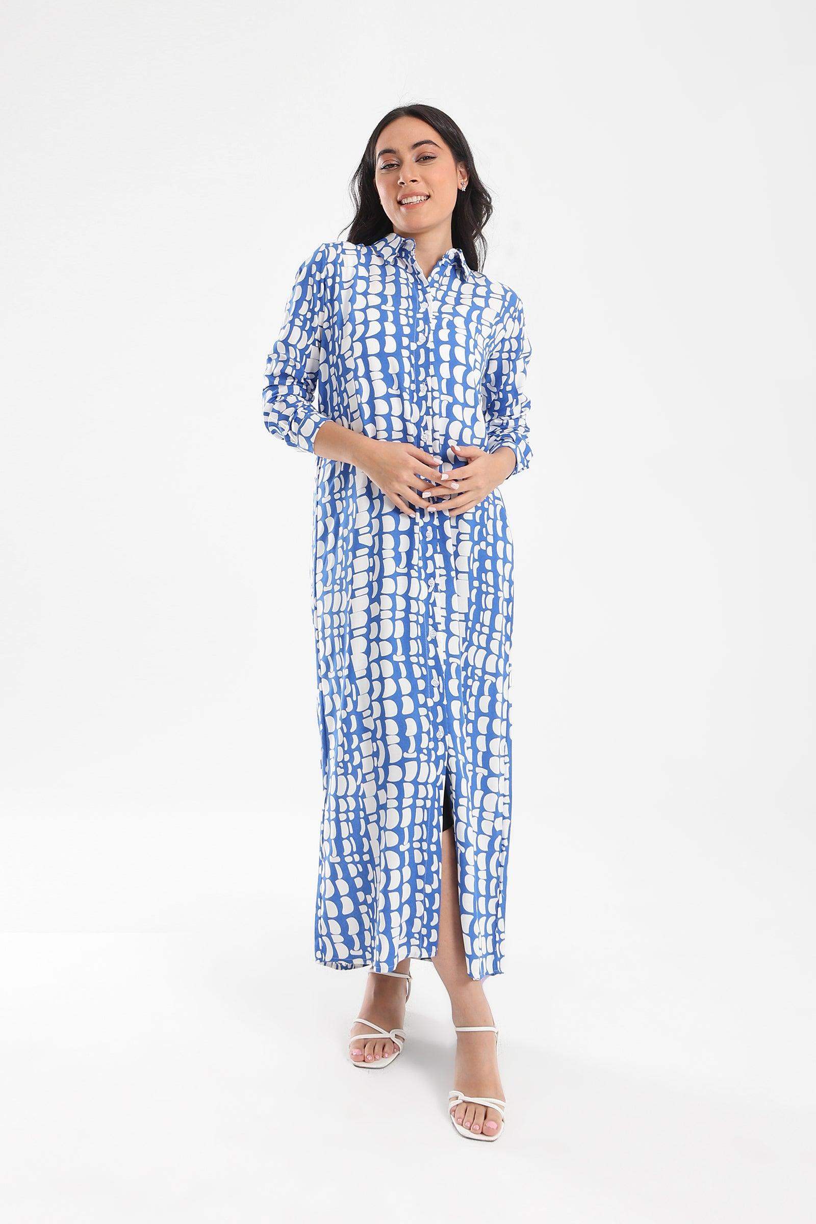 Printed Pattern Shirt Dress - Carina - ÙƒØ§Ø±ÙŠÙ†Ø§
