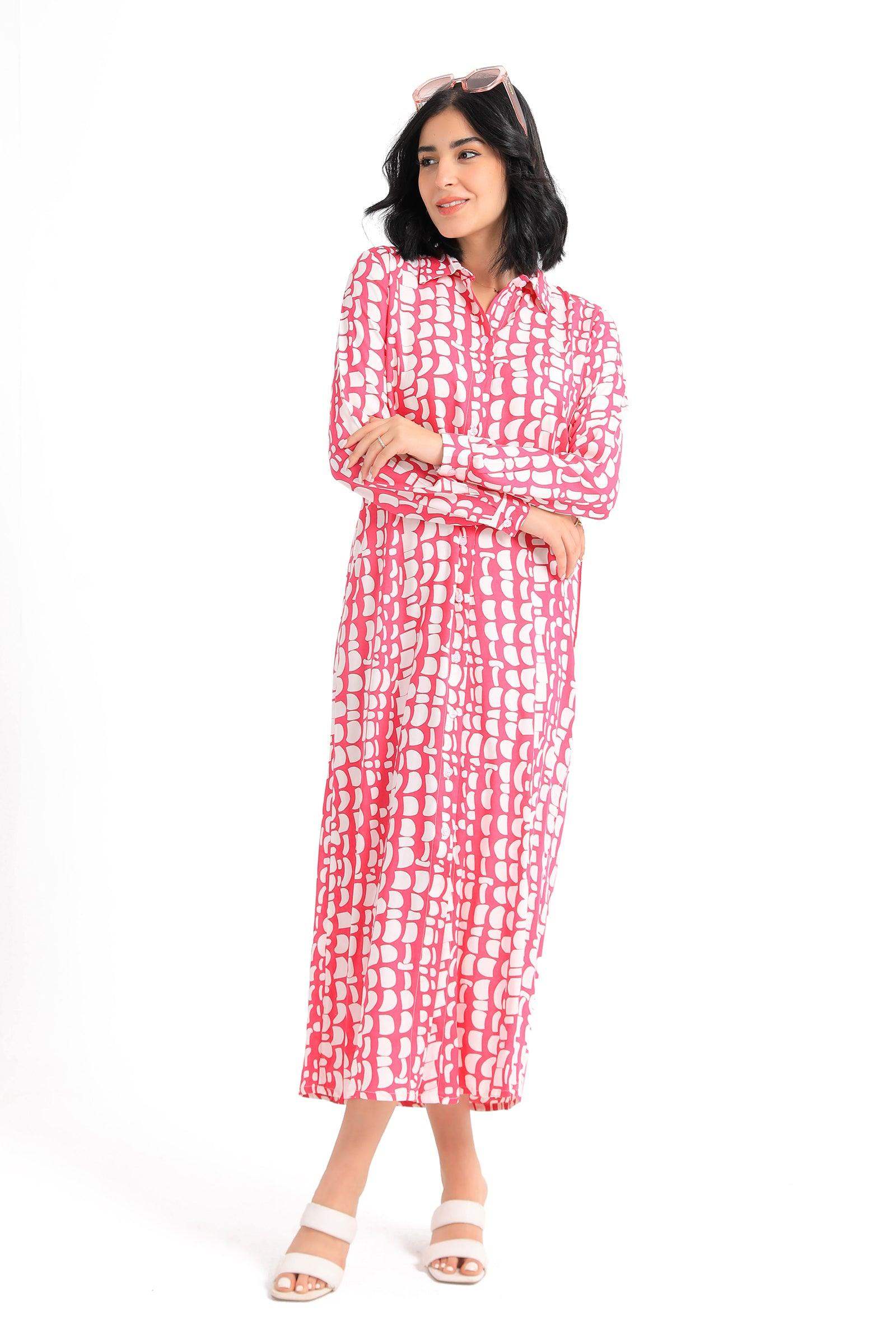 Printed Pattern Shirt Dress - Carina - ÙƒØ§Ø±ÙŠÙ†Ø§