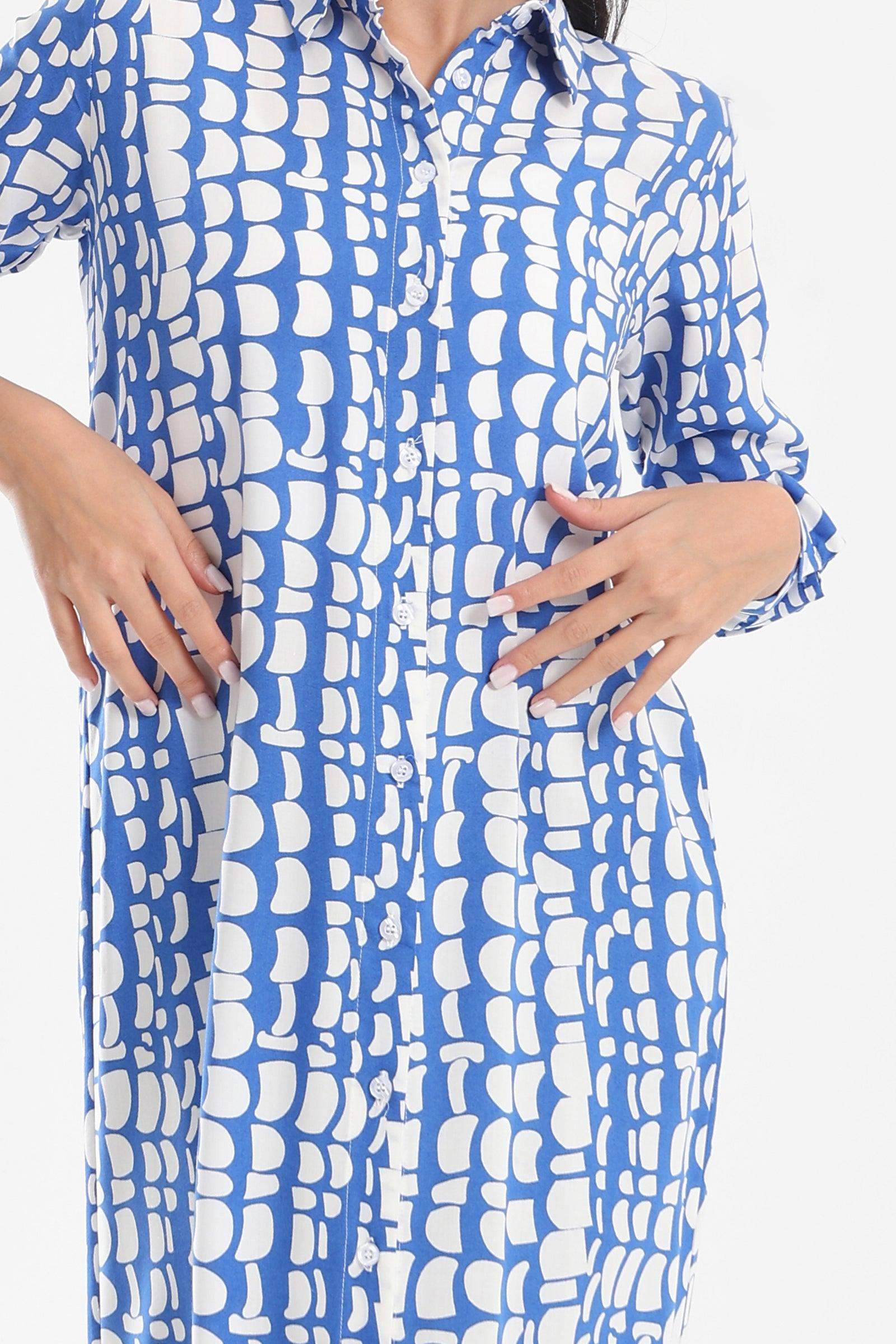 Printed Pattern Shirt Dress - Carina - ÙƒØ§Ø±ÙŠÙ†Ø§