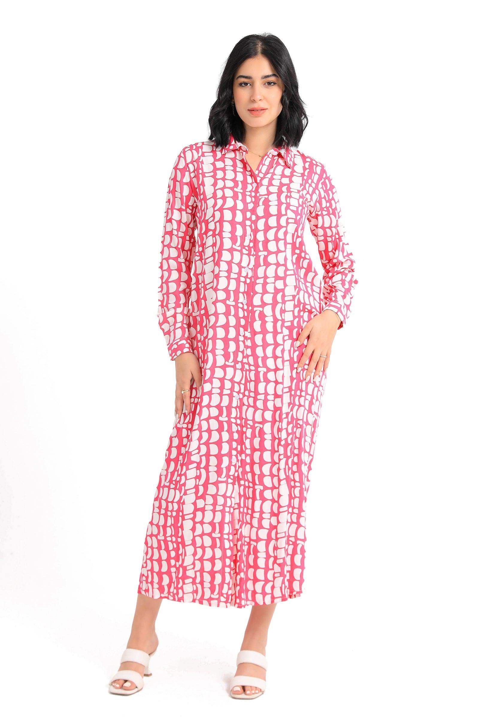 Printed Pattern Shirt Dress - Carina - ÙƒØ§Ø±ÙŠÙ†Ø§