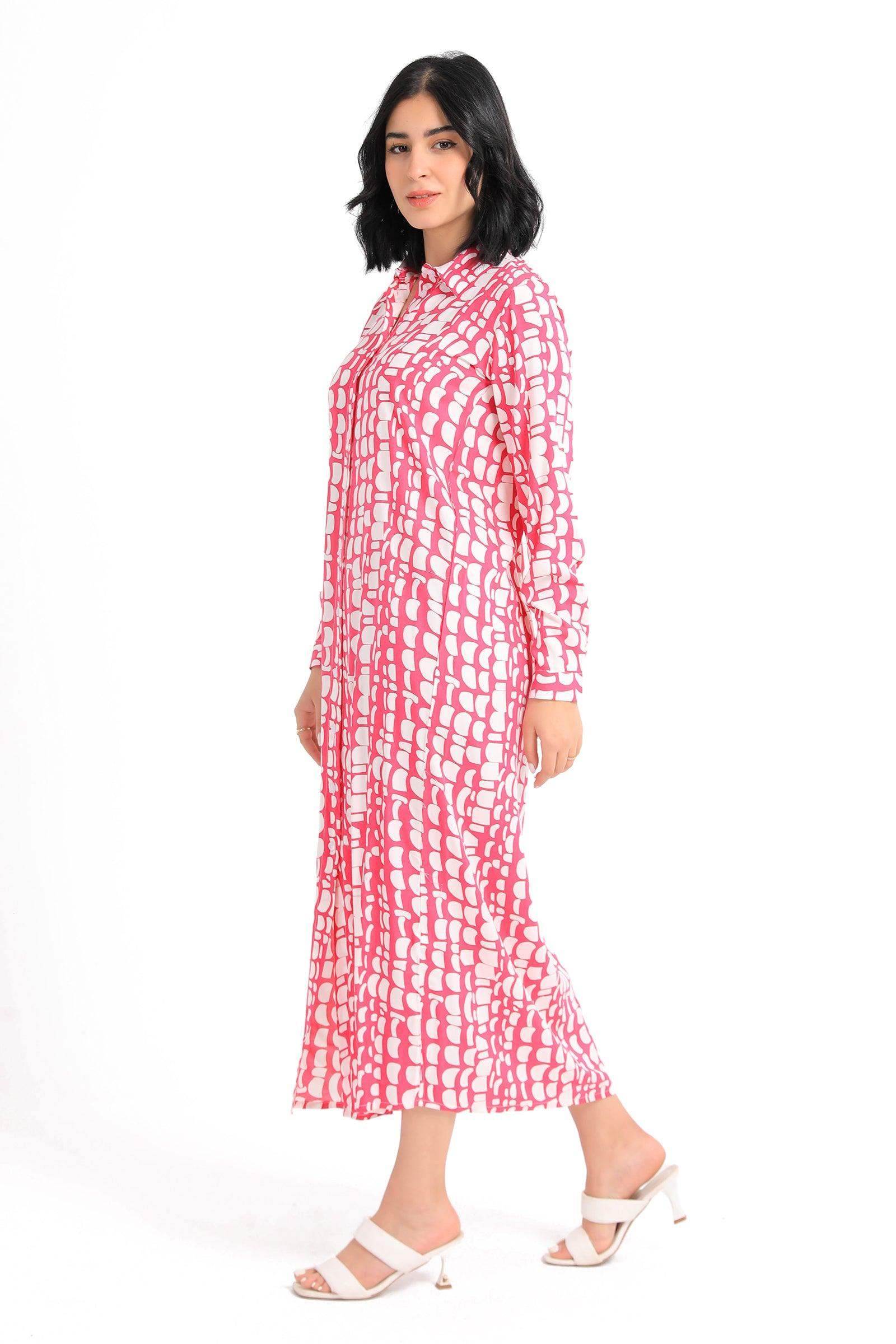 Printed Pattern Shirt Dress - Carina - ÙƒØ§Ø±ÙŠÙ†Ø§