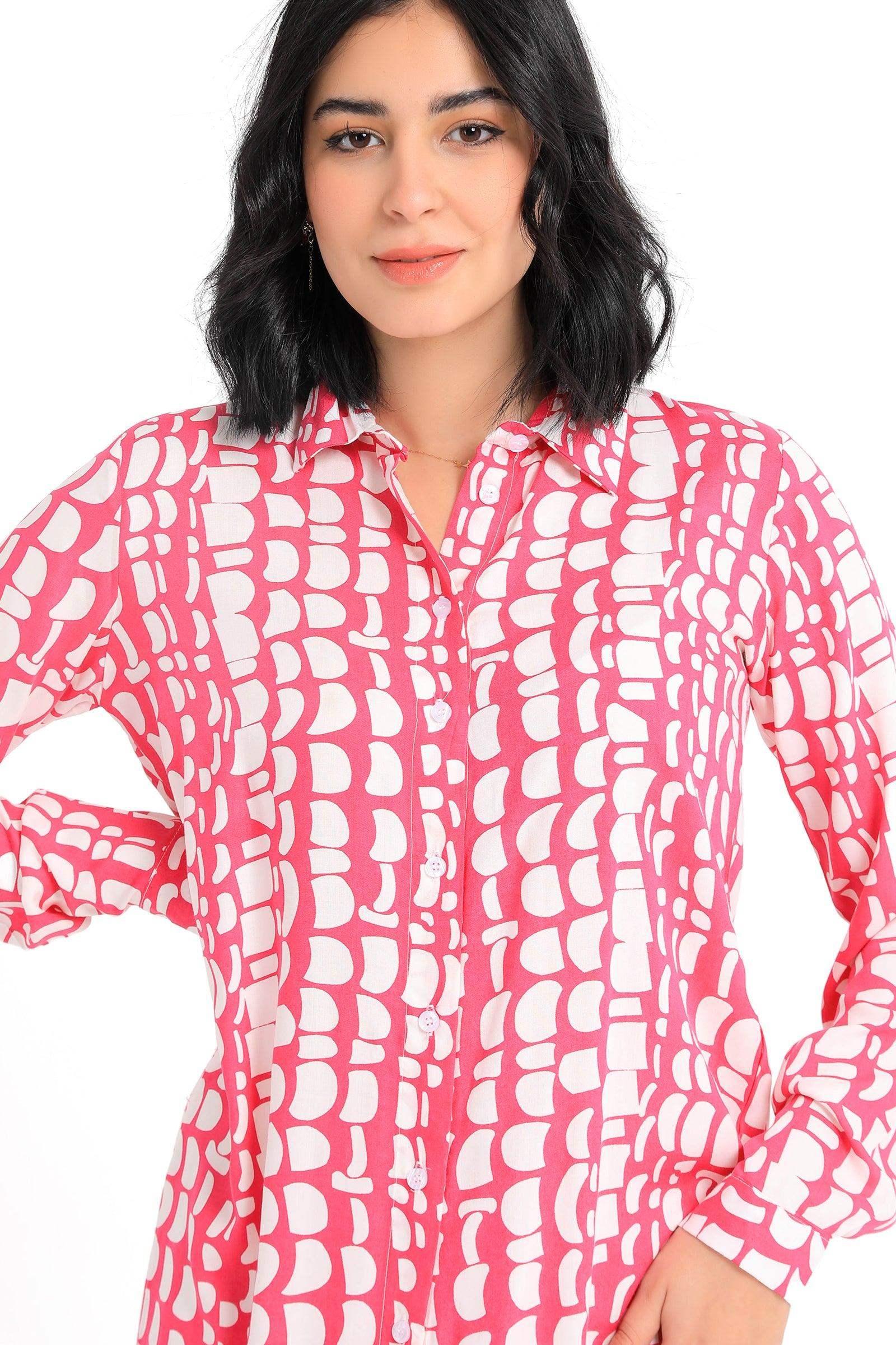 Printed Pattern Shirt Dress - Carina - ÙƒØ§Ø±ÙŠÙ†Ø§