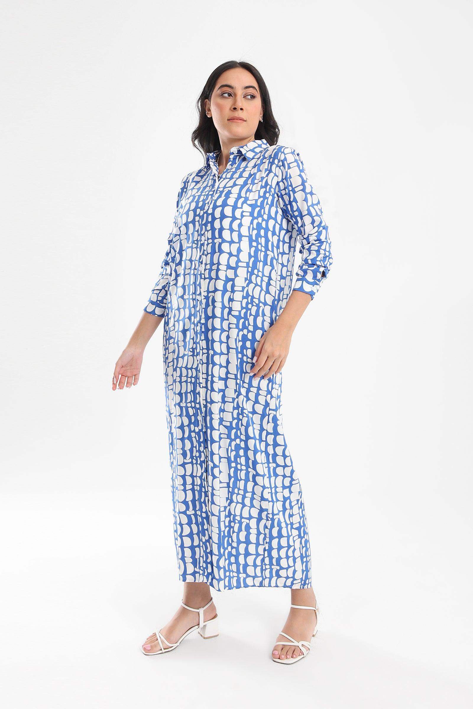 Printed Pattern Shirt Dress - Carina - ÙƒØ§Ø±ÙŠÙ†Ø§