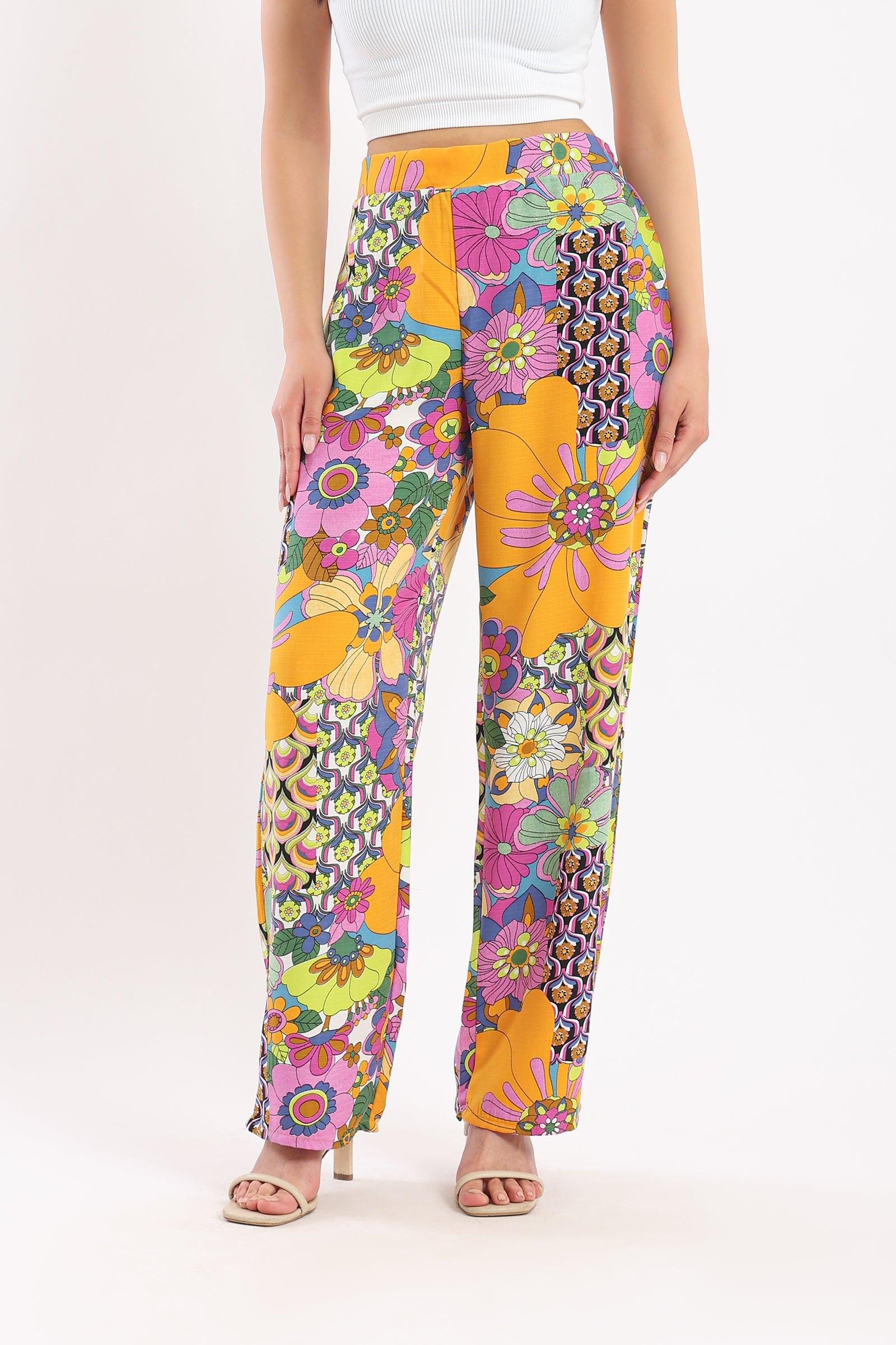Printed Straight Cut Pants - Clue-wear