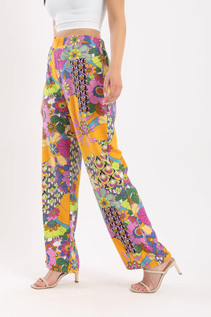 Printed Straight Cut Pants - Clue-wear
