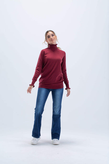 Pullover with Frilled Cuffs - Carina - ÙƒØ§Ø±ÙŠÙ†Ø§