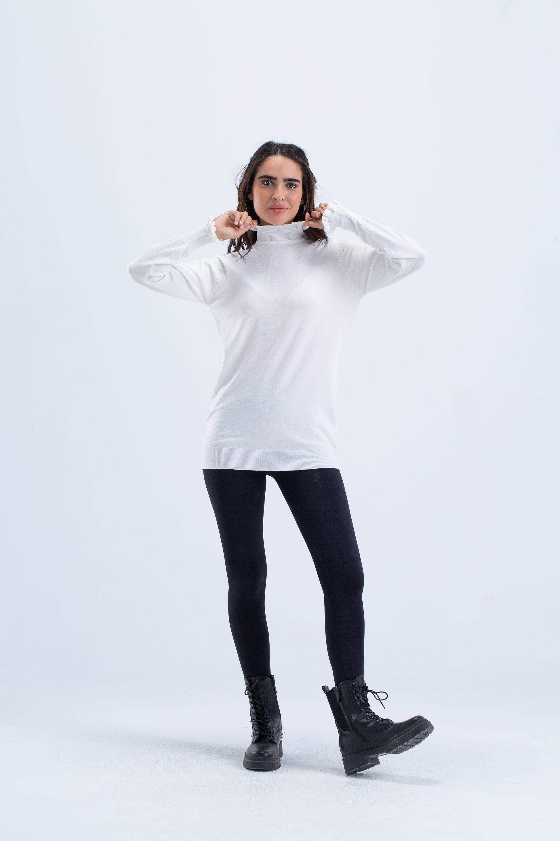 Pullover with Frilled Cuffs - Carina - ÙƒØ§Ø±ÙŠÙ†Ø§