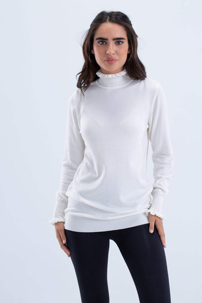 Pullover with Frilled Cuffs - Carina - ÙƒØ§Ø±ÙŠÙ†Ø§